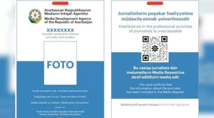 Jurnalist vəsiqəsinin verilməsinə görə ödəniş ləğv edildi